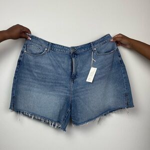 Distressed Hem Denim Shorts